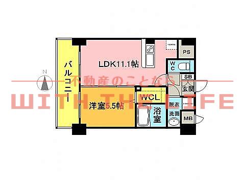 メゾンクラウン大手山(1LDK/6階)の間取り写真
