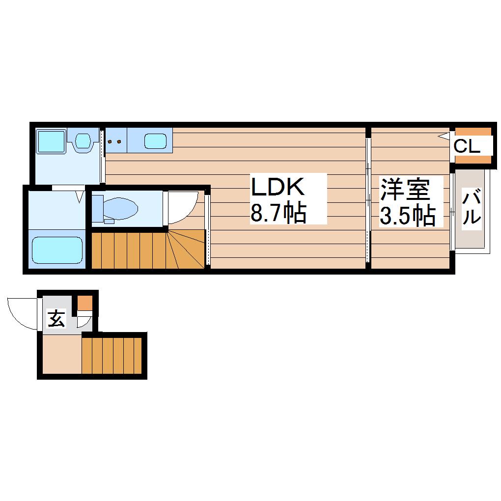 LIBRA COURT 文化町(1LDK/2階)の間取り写真