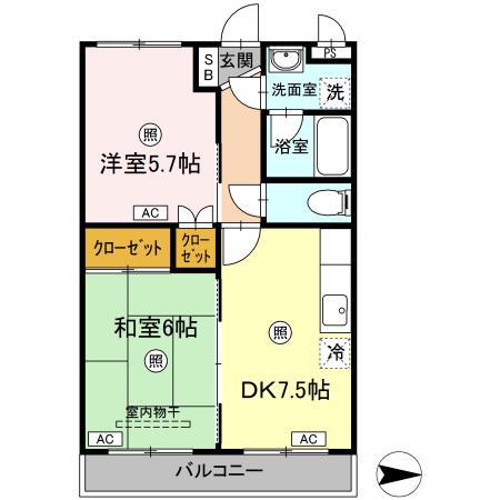 リーベン上成(2DK/3階)の間取り写真