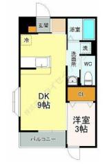 アルティスタF棟(1LDK/2階)の間取り写真