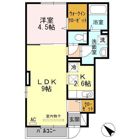 アゼリア福吉(1LDK/1階)の間取り写真