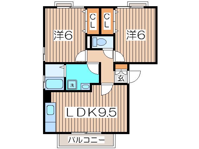 プレミール2(2LDK/2階)の間取り写真