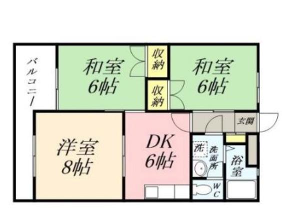 難波アパート(3DK/2階)の間取り写真