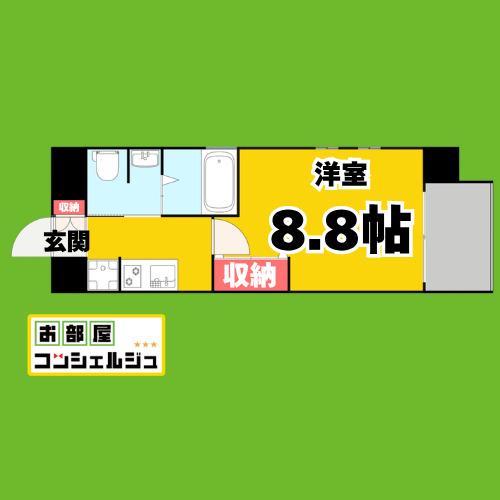 プレシャスコート金山(1K/8階)の間取り写真