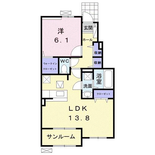 コンフォール C(1LDK/1階)の間取り写真