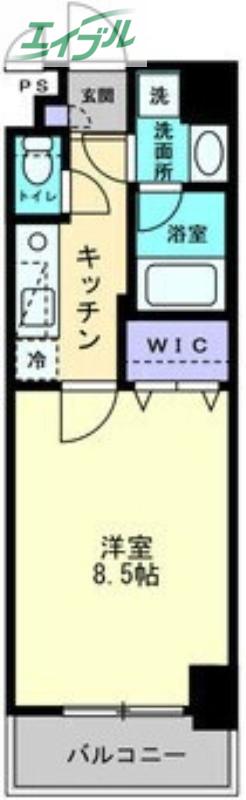 アルファレガロ南中央町(1K/7階)の間取り写真