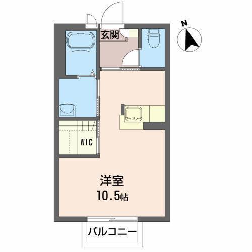 ブンガワン・ソロ(ワンルーム/2階)の間取り写真