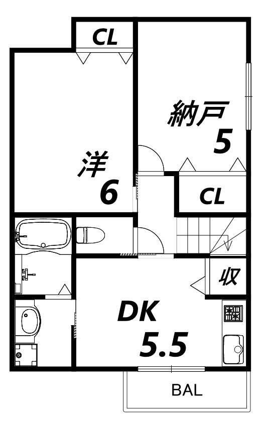 杭瀬南新町2丁目(2DK/2階)の間取り写真