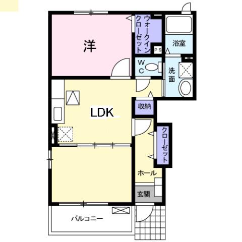 GOOD MOON B(1LDK/1階)の間取り写真