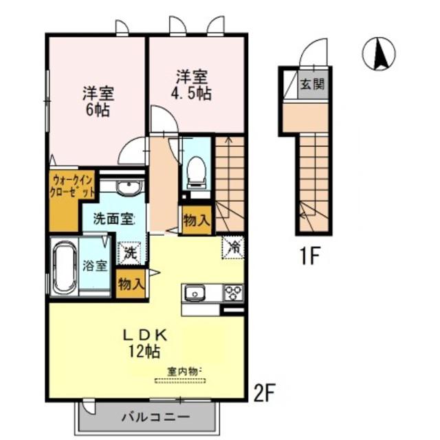 COZY COURT(1LDK/2階)の間取り写真