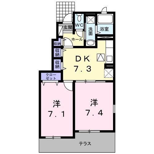 メゾン ド ラトン・ラヴール(2DK/1階)の間取り写真
