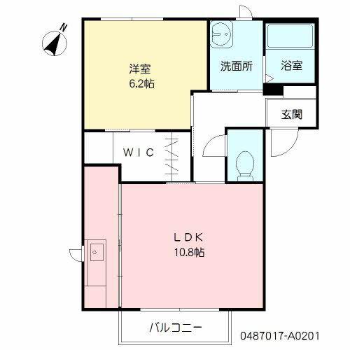 モスティサーク I棟(1LDK/2階)の間取り写真