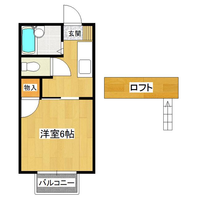 桂コーポ西根(1K/2階)の間取り写真