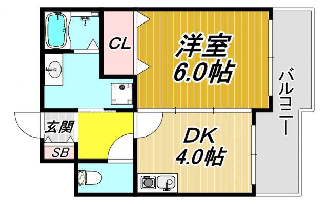 サウスサイド武庫之荘(1DK/3階)の間取り写真