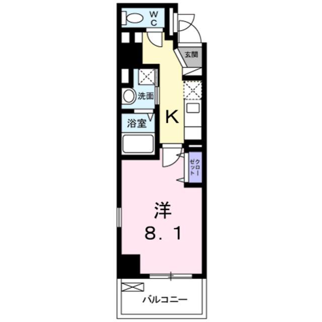 バンブー サン(1K/3階)の間取り写真