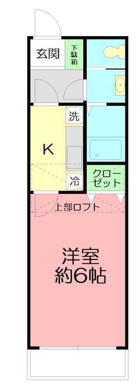 シャルムハイツ(1K/2階)の間取り写真