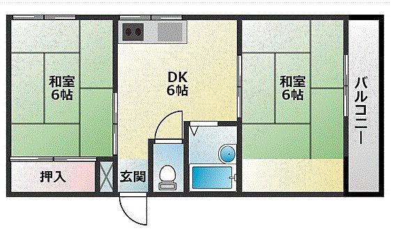 プレアール竹渕東(2DK/2階)の間取り写真