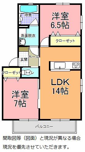 フォレストコート C棟(2LDK/2階)の間取り写真