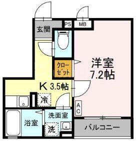 グランバリエ志村(1K/1階)の間取り写真