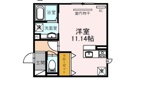 イルリッシュ上本町(ワンルーム/1階)の間取り写真