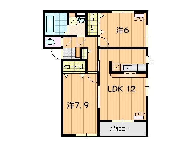 SAGE B(2LDK/2階)の間取り写真