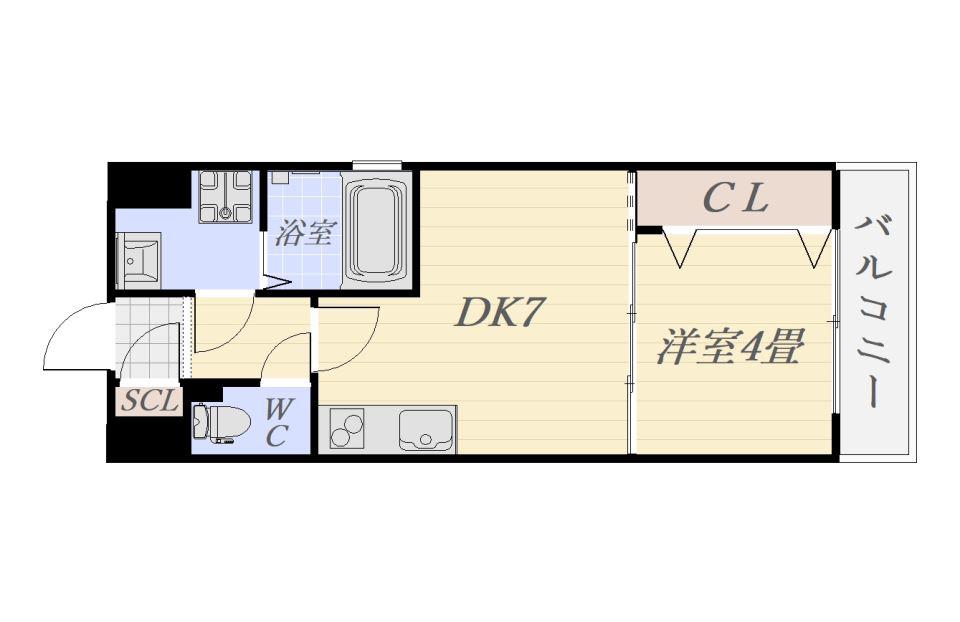 大黒町申館(1DK/10階)の間取り写真