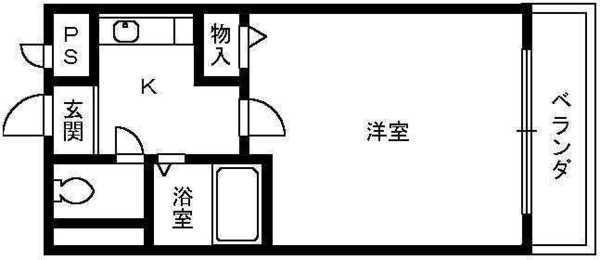 ワーク第2マンション(1K/4階)の間取り写真