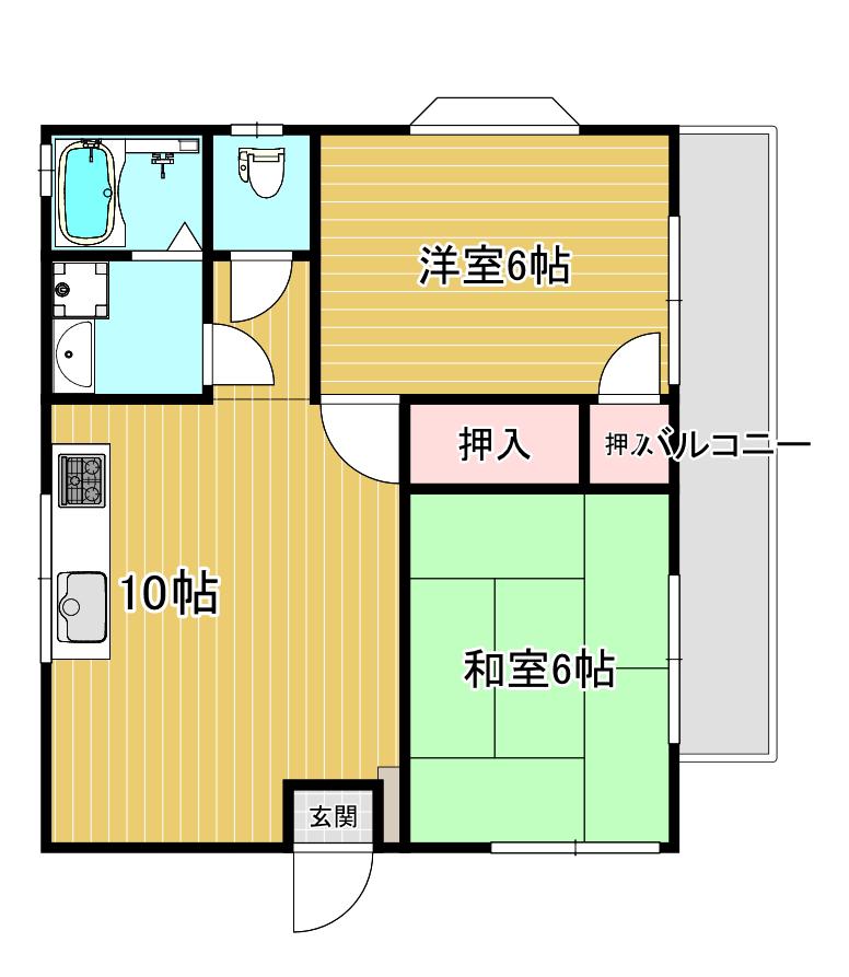 スプリング和光(2LDK/2階)の間取り写真