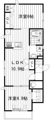 LA CASA DOLIVA(2LDK/2階)の間取り写真