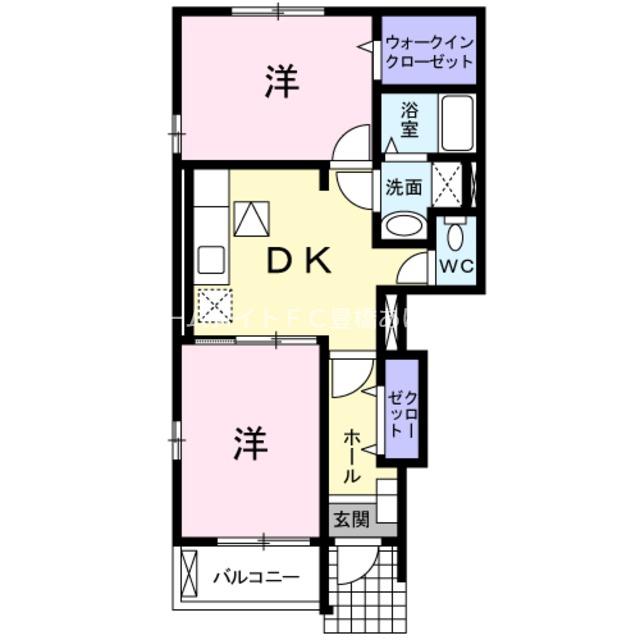 アンジュCOCO(2DK/1階)の間取り写真