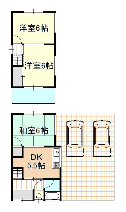 長船町福岡貸物件(3DK/1階)の間取り写真