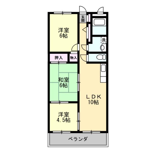 フィネス松本B棟106(3LDK/1階)の間取り写真