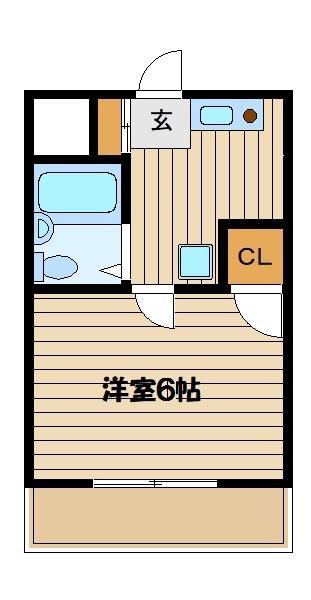 第2サンライフ藤(1K/1階)の間取り写真