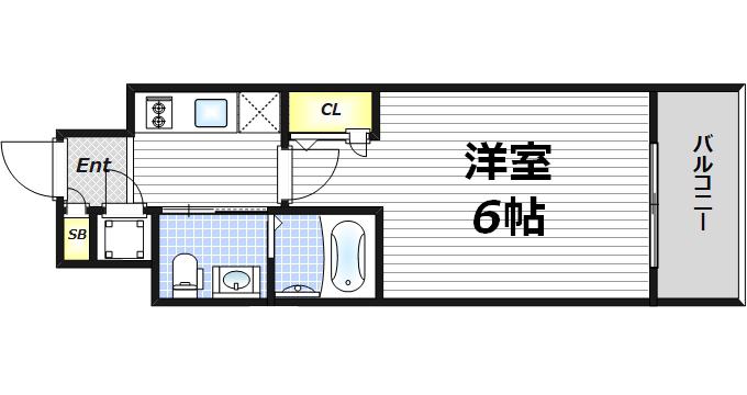 エスリード福島シティグランツ(1K/7階)の間取り写真