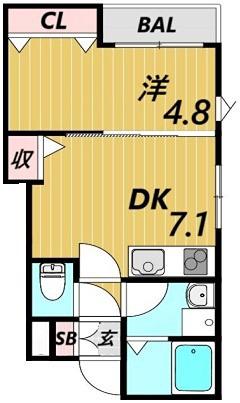 BF MAISON HAUT CH&226TEAU ビー・エフ・メ(1DK/1階)の間取り写真