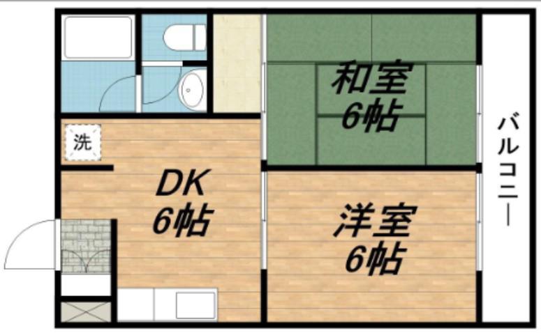 ロキシー奥住A(2DK/2階)の間取り写真