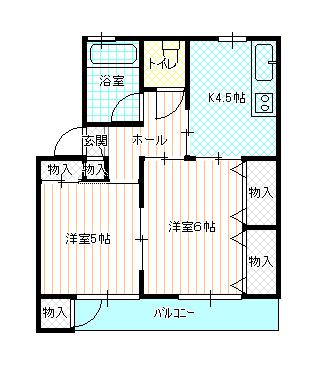 アケボノマンション(2DK/3階)の間取り写真