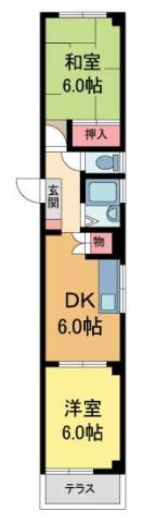 マンションハレクラニ(2DK/3階)の間取り写真