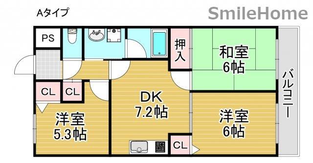 コーポ・エトワール(3DK/5階)の間取り写真