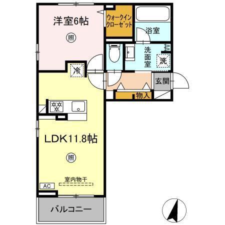 FLORE(1LDK/3階)の間取り写真