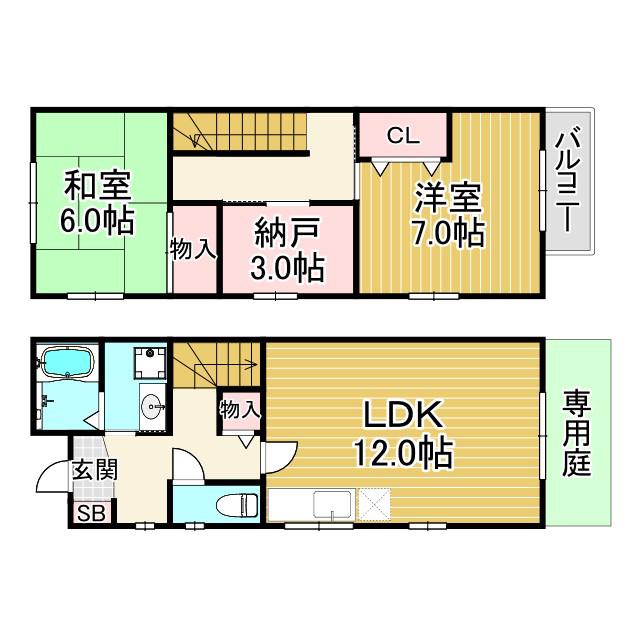 竹見ハイツ(2SLDK/1階)の間取り写真