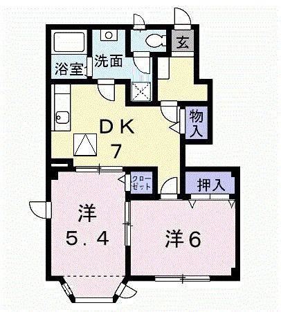 セレーノ(2DK/1階)の間取り写真