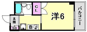 アバントコート春日野(1K/3階)の間取り写真
