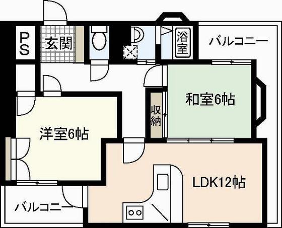 杉原ビル(2LDK/2階)の間取り写真