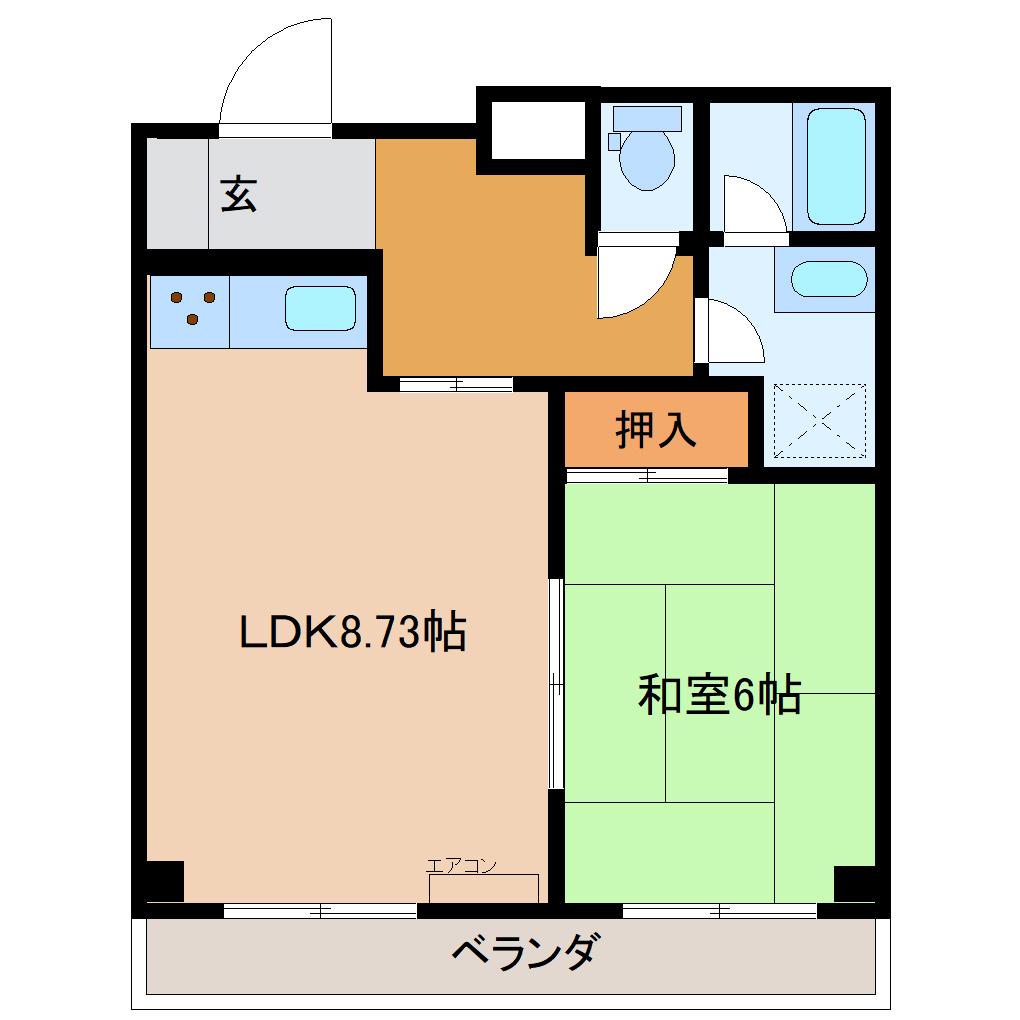 ダイアパレス雪見橋(1LDK/7階)の間取り写真