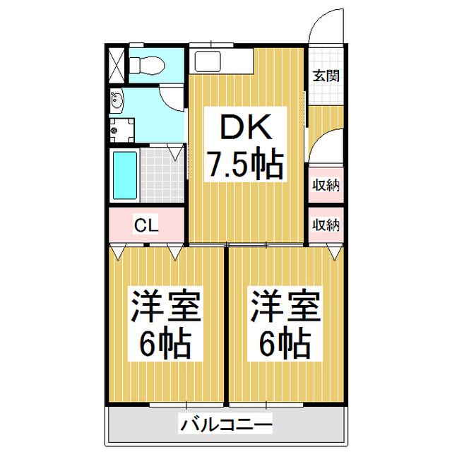 ハイツナカジマ(2DK/1階)の間取り写真