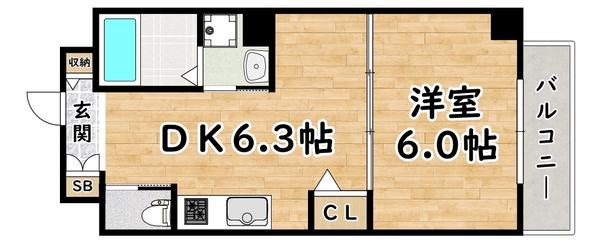 MV.IMP大阪塚本(1DK/4階)の間取り写真