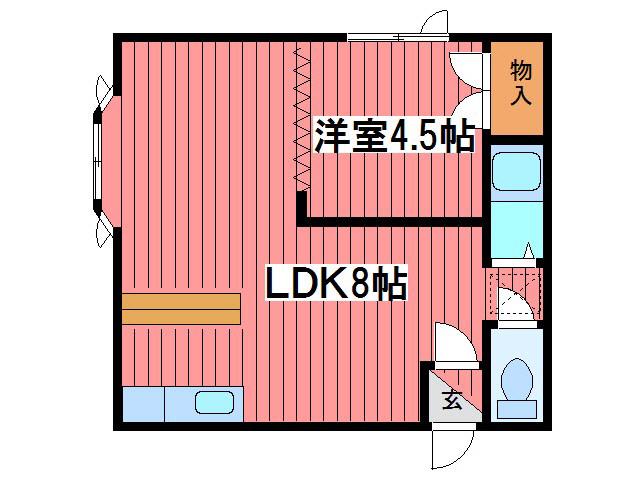 かもめハウス(1LDK/1階)の間取り写真