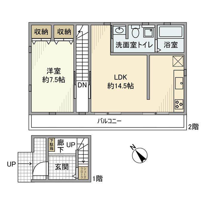 南品川戸建(1LDK/2階)の間取り写真