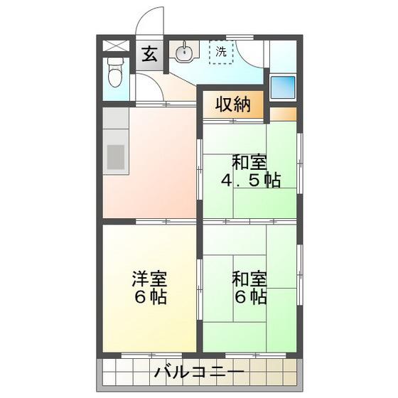 コーポ丸山(3DK/2階)の間取り写真